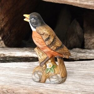 Lefton Brown and Orange Bird Figurine